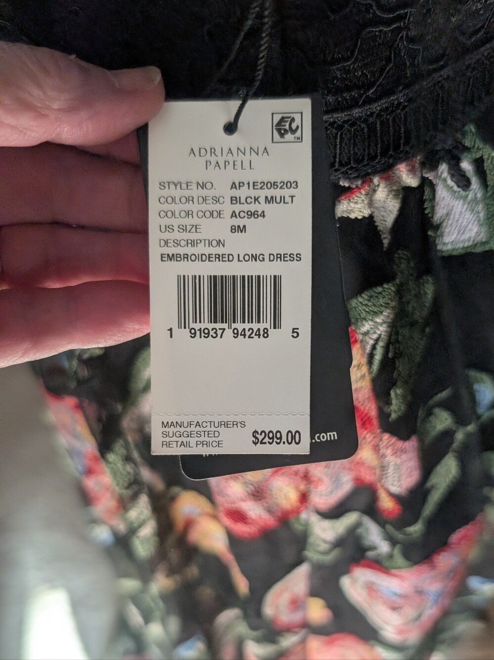 Adriana Papell Embroidered Maxi NWT Retail $299 - Picture 8 of 9